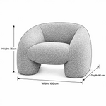 Hankeyo Blue Upholstered Accent Chair dimension guide showing 100 W x 80 D x 75 H cm for living room layout planning.