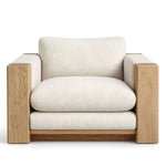 Alternate view of Hantilano Beige Accent Chair, showing deep cushioned seat, loose back cushion, and wide upholstered arms.