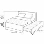 Hensylona Taupe Kids Trundle Bed dimension guide with a matching padded footboard and labels of 210 × 190 × 100 cm.