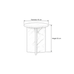 Dimensions for Inolisy White Marble Side Table: 45 cm deep and 55 cm high, supporting accurate living room layout planning.