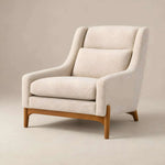 Jelmony Beige Accent Chair product photo showing high curved backrest and padded armrests in a clean studio setting.