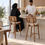 Additional view of Julsenro Wooden Cane Back Bar Stool, showing sturdy wooden frame for a modern dining room interior.