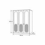 Kapilosa 3 Door Wooden Wardrobe dimension guide with a full-height cabinet body and labels of 135 cm wide and 220 cm high.