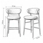 Kapsino Upholstered Bar Stool with Wooden Frame size guide lists 55 W x 50 D x 110 H cm to help plan fit in the dining room.
