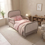 Close-up of Kersho Kids Toddler Bed with Safety Rails, highlighting padded Headboard to show the product's overall form.