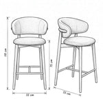 Lakolini Bar Stool with Curved Backrest dimension guide showing 55 W x 55 D x 110 H cm for dining room layout planning.