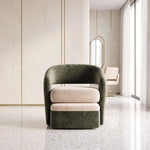 Additional view of Lamory Green & Cream Modern Pedicure Chair, showing curved backrest for room layout and styling ideas.