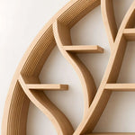 Leafora Leaf-Shaped Wooden Bookshelf product view showing leaf-shaped frame in a clean, contemporary home office setting.