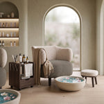 Additional view of Lifeiro Beige Pedicure Chair, showing supportive backrest with the finish and form clearly visible.