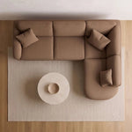 Close-up of Linavo Modern 5 Seater Sofa, highlighting 5-seater L-shaped design with the finish and form clearly visible.