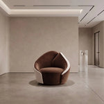 Linoria Brown & Cream Modern Pedicure Chair product view showing plush padded seat in a clean, contemporary salon setting.