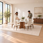 Alternate product view of Linosola Marble Top 4-Seater Dining Table, featuring round top with a light marble-look appearance.