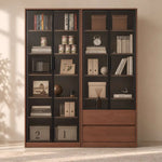 Lofkaro 2 Drawer Display Storage Cabinet product photo showing four glass-front display doors in a clean studio setting.