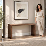 Close-up of Lucary Wooden Console Table, highlighting integrated side supports with the finish and form clearly visible.