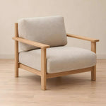 Lukiyano Beige Accent Chair product photo showing plush cushioned seat and supportive back cushion in a clean studio setting.