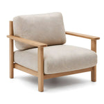 Alternate view of Lukiyano Beige Accent Chair, showing plush cushioned seat in a clean, contemporary living room setting.