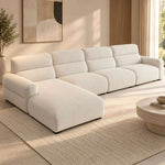 Lupinoki Cream L-Shaped 5 Seater Sofa featuring l-shaped configuration and chaise extension in a clear product photograph.