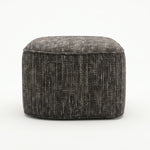 Additional product view of Makina Wooden Coffee Table with Ottomans, showing walnut brown with dark grey upholstery.