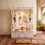 Shubham Premium Corian Marble Pooja Mandir with Om Design product photo showing multiple Drawers in a clean studio setting.