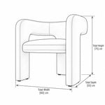 Merla Silver Mist Grey Velvet Manicure Chair size sketch showing straight upholstered legs; 60 cm wide and 75 cm high.
