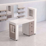 Mersidalo White Modern Manicure Table with Storage product view showing spacious manicure worktop in a modern home setting.