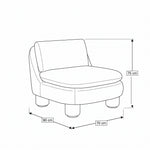 Minkana Upholstered Accent Chair dimension guide showing 70 cm wide and 90 cm long for living room layout planning.