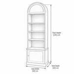 Multania Beige Salon Product Display Stand dimension sketch, with 60 cm wide and 245 cm high marked on the outline.
