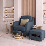 Additional view of Nailars Blue Pedicure Chair, showing integrated armrests with the finish and form clearly visible.
