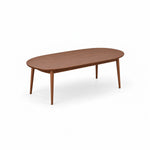 Alternate view of Nysoliny Wooden Oval 6-Seater Dining Table, showing oval top with a slim edge and an underside apron.