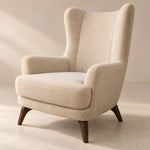 Ojikino Beige Wingback Accent Chair featuring high wingback backrest and curved armrests in a clear product photograph.