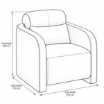 Orovuno Tan Leather Pedicure Chair: 70 cm wide and 95 cm high, with a cylindrical headrest outlined in the size diagram.