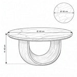 Ottavino White Marble Coffee Table dimension guide showing 60 cm Diameter x 40 cm Height for living room layout planning.