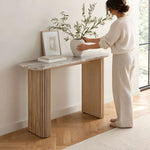 Close-up of Panorika Marble Console Table, highlighting rounded rectangular top for a closer look at the product design.