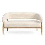 Alternate view of Parkipolo Cream Upholstered Bench, showing natural Wood in a clean, contemporary entryway setting.