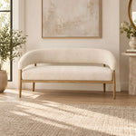 Parkipolo Cream Upholstered Bench product view showing bouclé Upholstery & Engineered Wood for a modern entryway interior.