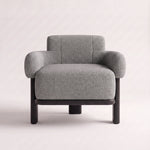 Close-up of Pilpara Grey Pedicure Chair, highlighting wide padded armrests with the finish and form clearly visible.