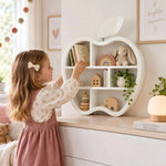 Close-up of Pomme Apple-Shaped Kids Bookcase, highlighting apple-inspired design for a closer look at the product design.