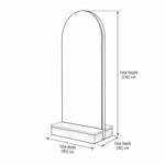 Procenro Black Salon Mirror Station dimension guide with a projecting styling shelf and labels of 80 × 40 × 210 cm.