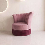 Additional view of Queeny Pink Velvet Modern Pedicure Chair, showing fluted base in a clean, contemporary salon setting.