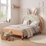 Additional view of Rabbito Bunny Kids Single Bed, showing soft upholstered finish with its construction clearly visible.