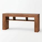 Retrovola Wooden Console Table featuring elongated rectangular top in a clear product photograph in a modern home setting.