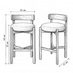 Rsumena Wooden Bar Stool dimension guide showing 55 cm wide, 50 cm deep, and 110 cm high for dining room layout planning.