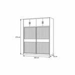 Sazfilora 2 Glass Sliding Door Closet Cabinet illustrated size reference showing 200 cm wide, 55 cm deep and 270 cm high.