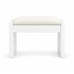 Selandiso Pedicure Footrest shown with a broad front apron, an ivory cushion and an open underside on a white background.