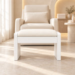 Selandiso Pedicure Footrest, detailed with a white panel frame and slab-style end supports before a cream salon chair.