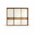 Sidedora 3 Sliding Door Wardrobe with a broad rectangular front and three cream sliding panels against a white backdrop.