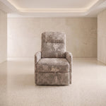 Close-up of Silaniya Beige Pedicure Chair, highlighting high backrest and padded armrests for a modern salon interior.