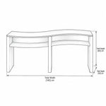Silomy Black and White Curved Manicure Table dimensional outline indicating 140 cm wide, 50 cm deep and 80 cm high.