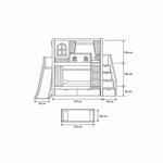 Slemnry White Kids Bunk Bed with Slide and Storage technical sketch with dimensions of 310 cm long and 240 cm high.