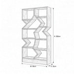 Spezzino Wooden Bookshelf dimension guide showing 90 cm wide, 35 cm deep, and 200 cm high for home office layout planning.